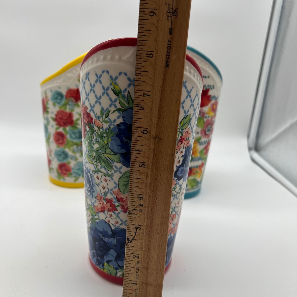 Pioneer Woman Floral Medley 3 Compartment Stoneware Utensil Holder Lazy Susan - Picture 8 of 15
